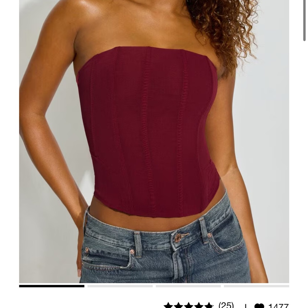 Garage Strapless Dark Red Crop Top